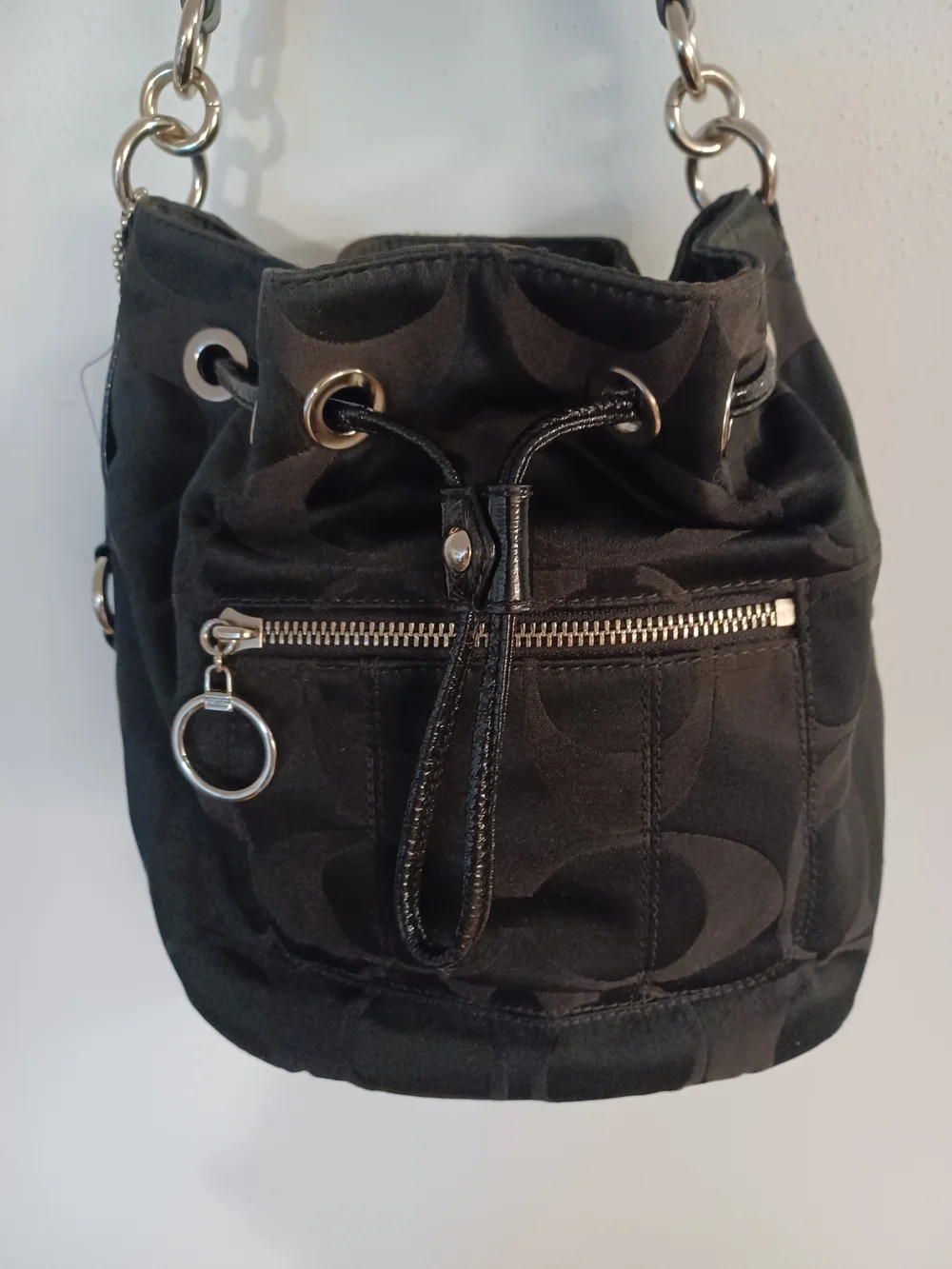 Coach Poppy Signature Black Hobo Bag